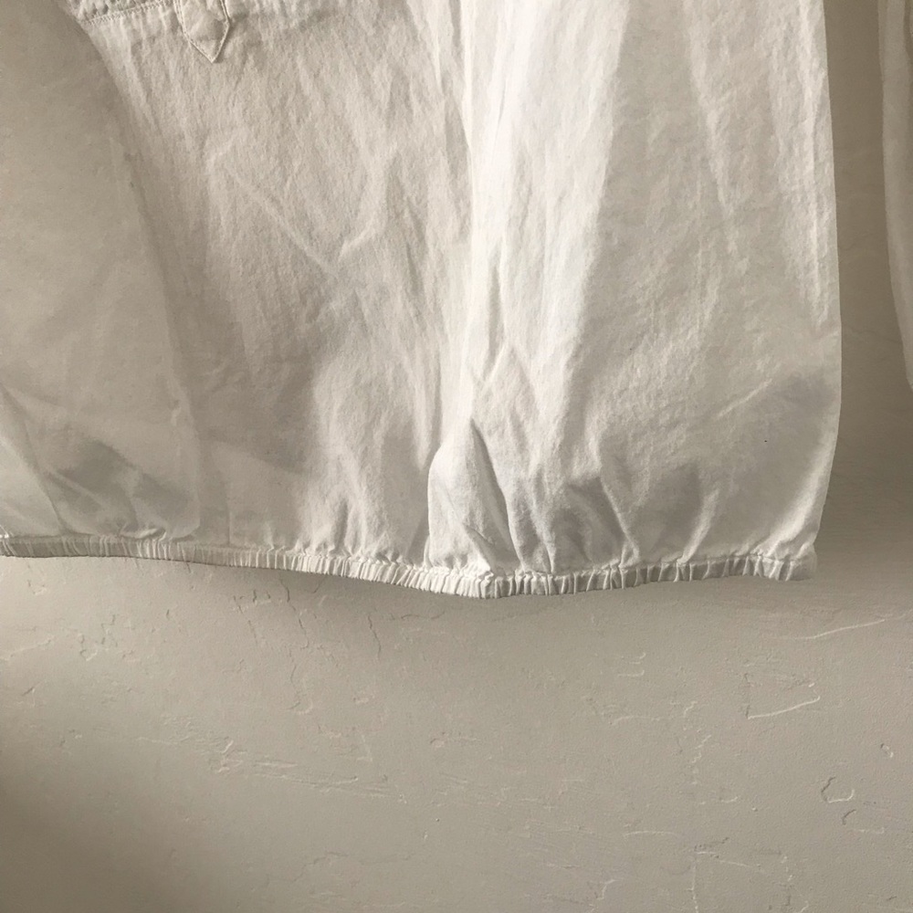 LOFT Sheer Ruffled Neck White Top - Picture 5 of 6